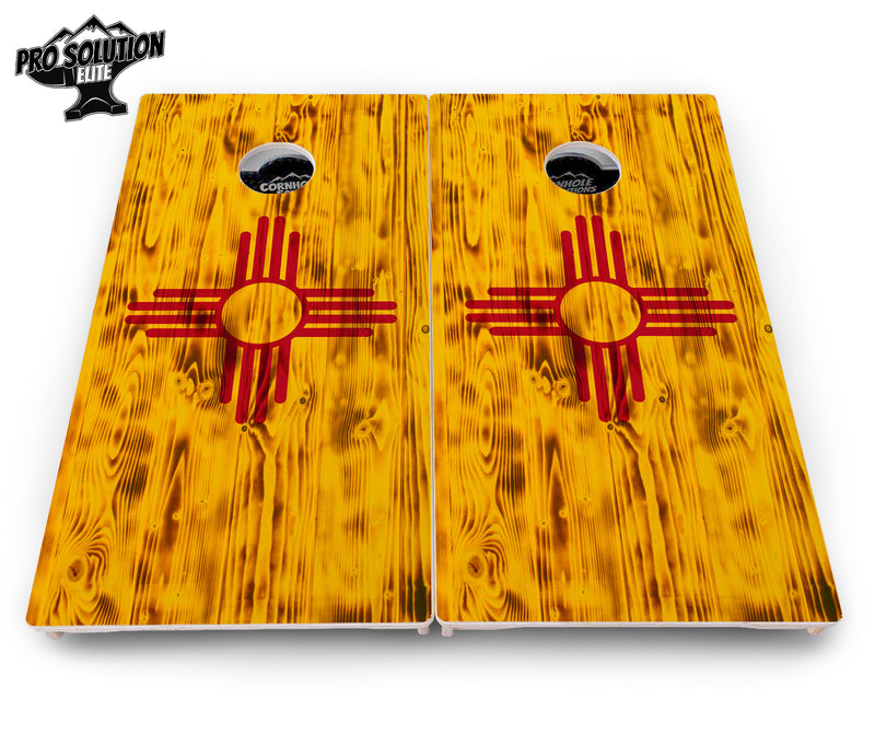 Pro Solution Elite - New Mexico Flag - Professional Tournament Cornhole Boards 3/4" Baltic Birch - Zero Bounce Zero Movement Vertical Interlocking Braces for Extra Weight & Stability +Double Thick Legs +Airmail Blocker