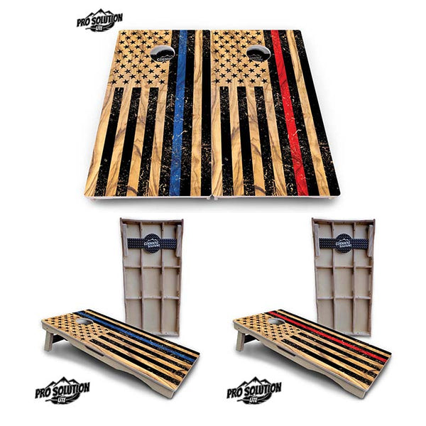 Pro Solution Lite - Light Wood Blue & Red Line Design Options - Professional Tournament Cornhole Boards 3/4" Baltic Birch - Zero Bounce Zero Movement Vertical Interlocking Braces for Extra Weight & Stability +Double Thick Legs +Airmail Blocker