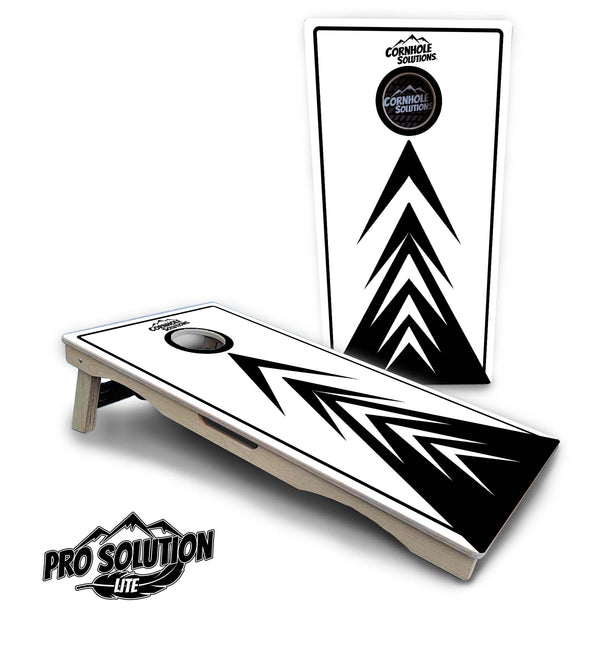 Pro Solution Lite - B&W Arrow Stack - Professional Tournament Cornhole Boards 18mm(3/4") Baltic Birch - Zero Bounce! Zero Movement! Vertical & Horizontal Interlocking Quad Bracing System for extra Weight & Stability! Double Legs with Airmail Blocker!