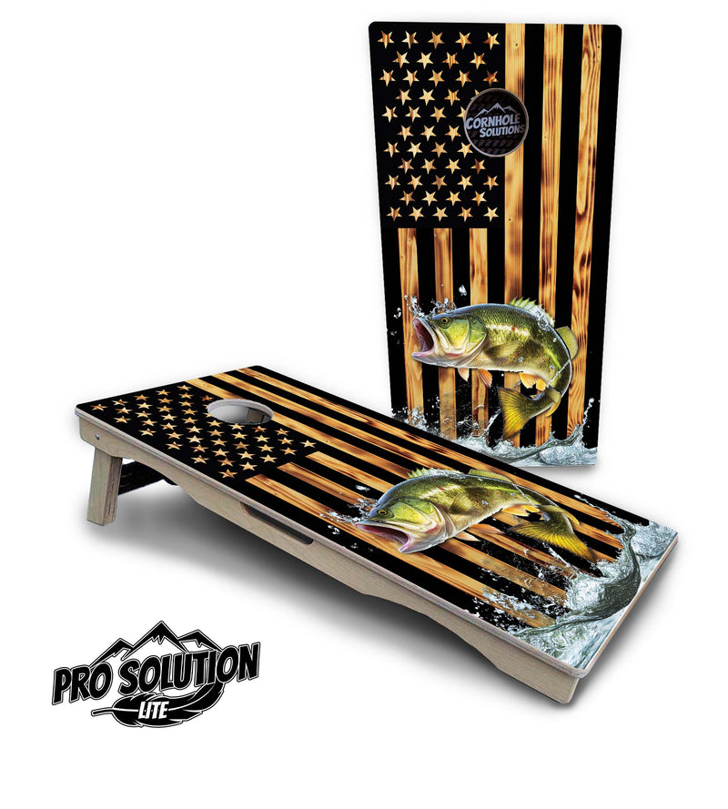 Pro Solution Lite - Colorful Deer & Fish - Professional Tournament Cornhole Boards 3/4" Baltic Birch - Zero Bounce Zero Movement Vertical Interlocking Braces for Extra Weight & Stability +Double Thick Legs +Airmail Blocker