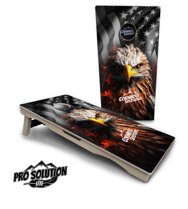 Pro Solution Lite - Fire Eagle - Professional Tournament Cornhole Boards 18mm(3/4") Baltic Birch - Zero Bounce! Zero Movement! Vertical & Horizontal Interlocking Quad Bracing System for extra Weight & Stability! Double Legs with Airmail Blocker!