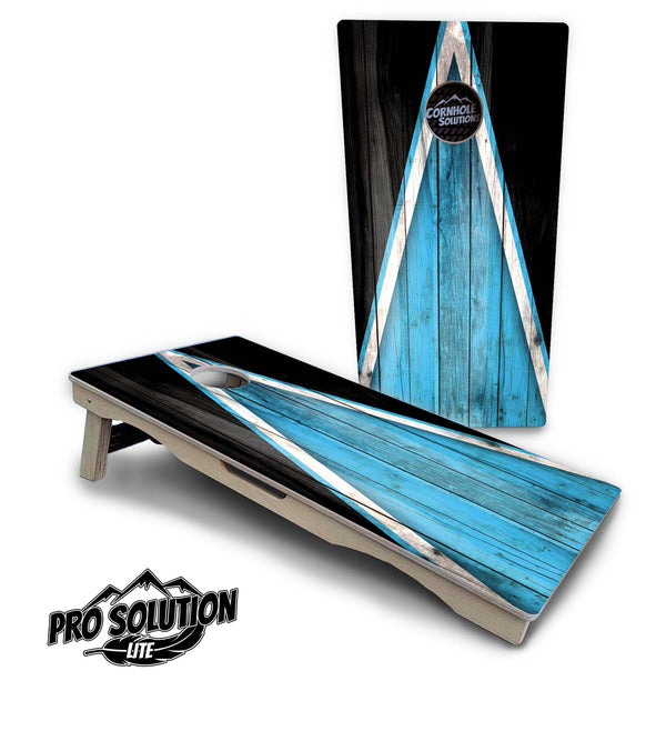 Pro Solution Lite - Sky Blue Triangle - Professional Tournament Cornhole Boards 18mm(3/4") Baltic Birch - Zero Bounce! Zero Movement! Vertical & Horizontal Interlocking Quad Bracing System for extra Weight & Stability! Double Legs with Airmail Blocker!