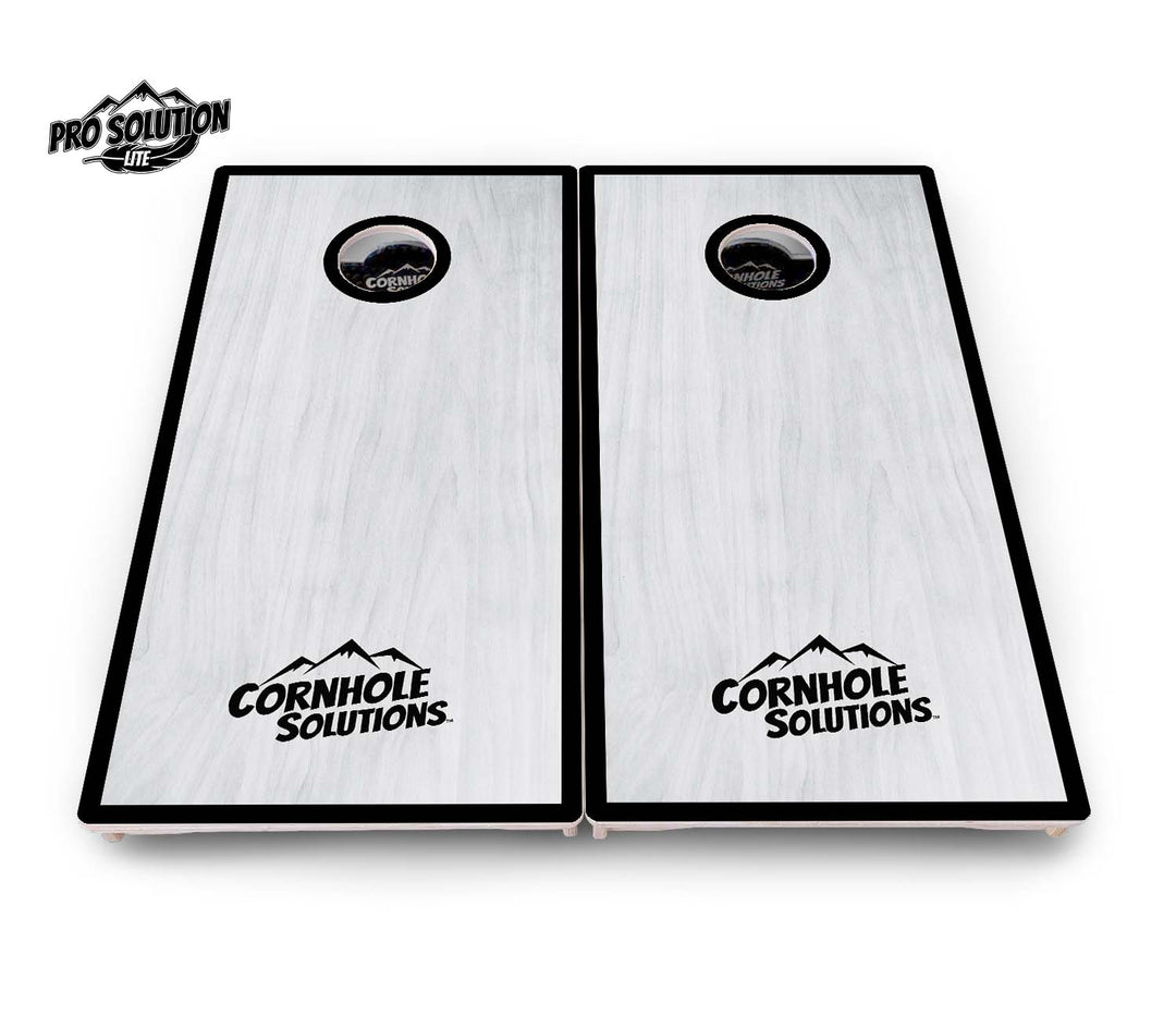 Red/Black Hole Ring Grey Wash Cornhole Boards - Pro Solution Lite Series