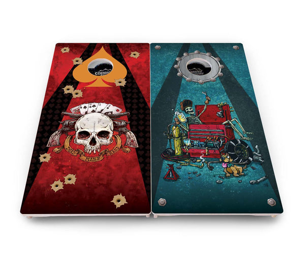 Pro Solution Boards - Artist Series - Choose your Designs - Professional Tournament Cornhole Boards 18mm(3/4") Baltic Birch - Zero Bounce! Zero Movement! Panels underneath for extra Weight & Stability! 45lbs per boards! Double Legs with Airmail Blocker!