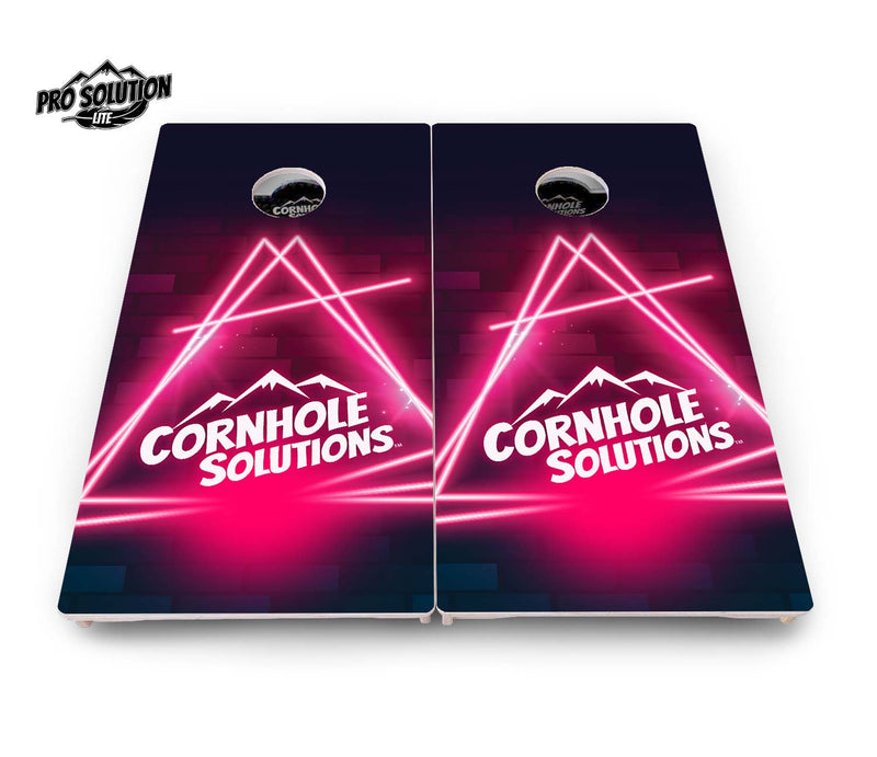 Pro Solution Lite - Neon Pink Target - Professional Tournament Cornhole Boards 18mm(3/4") Baltic Birch - Zero Bounce! Zero Movement! Vertical & Horizontal Interlocking Quad Bracing System for extra Weight & Stability! Double Legs with Airmail Blocker!