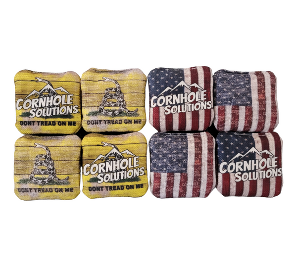 Mini Cornhole Bags 4x4 Bags - DTOM & Flag (Full Set of 8 bags)