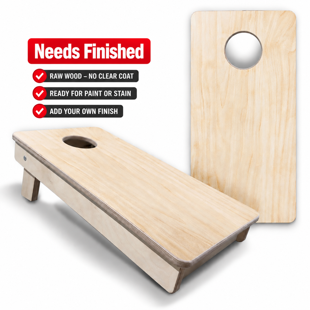 Unfinished Finish Mini Cornhole Boards – 8 Mini Bags Included – Finish Your Way: Paint, Stain or Wrap