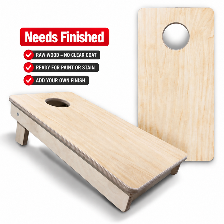 Unfinished Finish Mini Cornhole Boards – 8 Mini Bags Included – Finish Your Way: Paint, Stain or Wrap