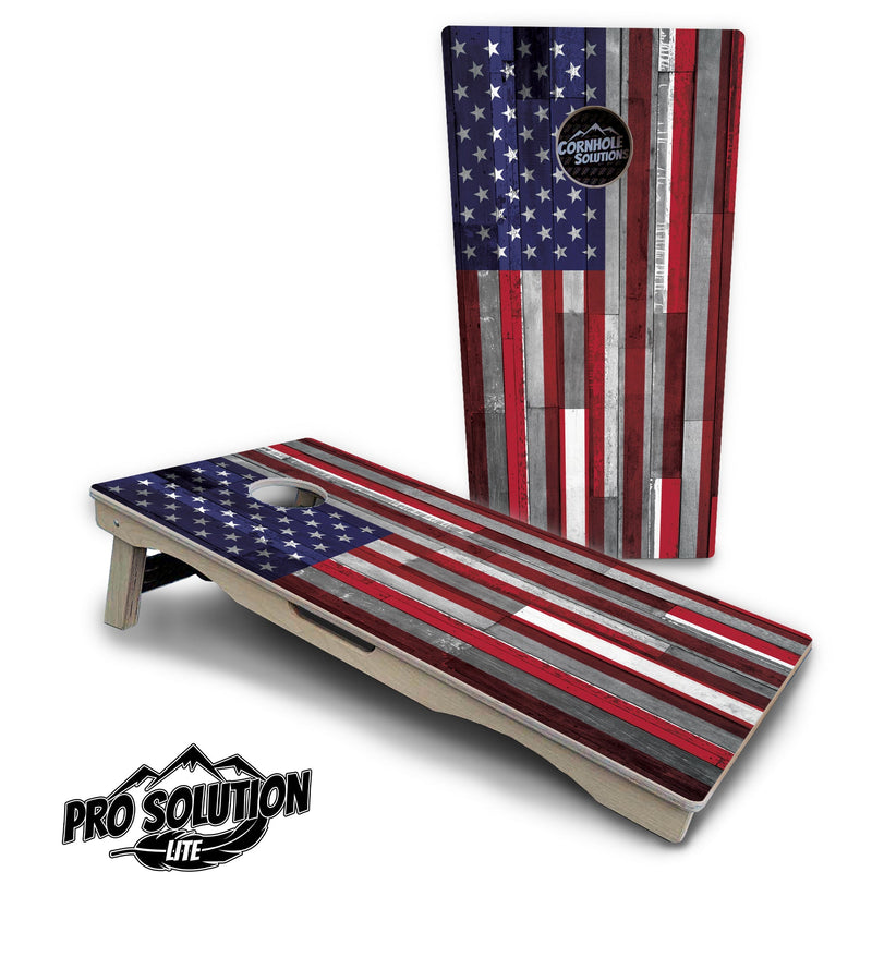 Pro Solution Elite - USA / Canada / Union Jack Plank Flag Options - Professional Tournament Cornhole Boards 3/4" Baltic Birch - Zero Bounce Zero Movement Vertical Interlocking Braces for Extra Weight & Stability +Double Thick Legs +Airmail Blocker