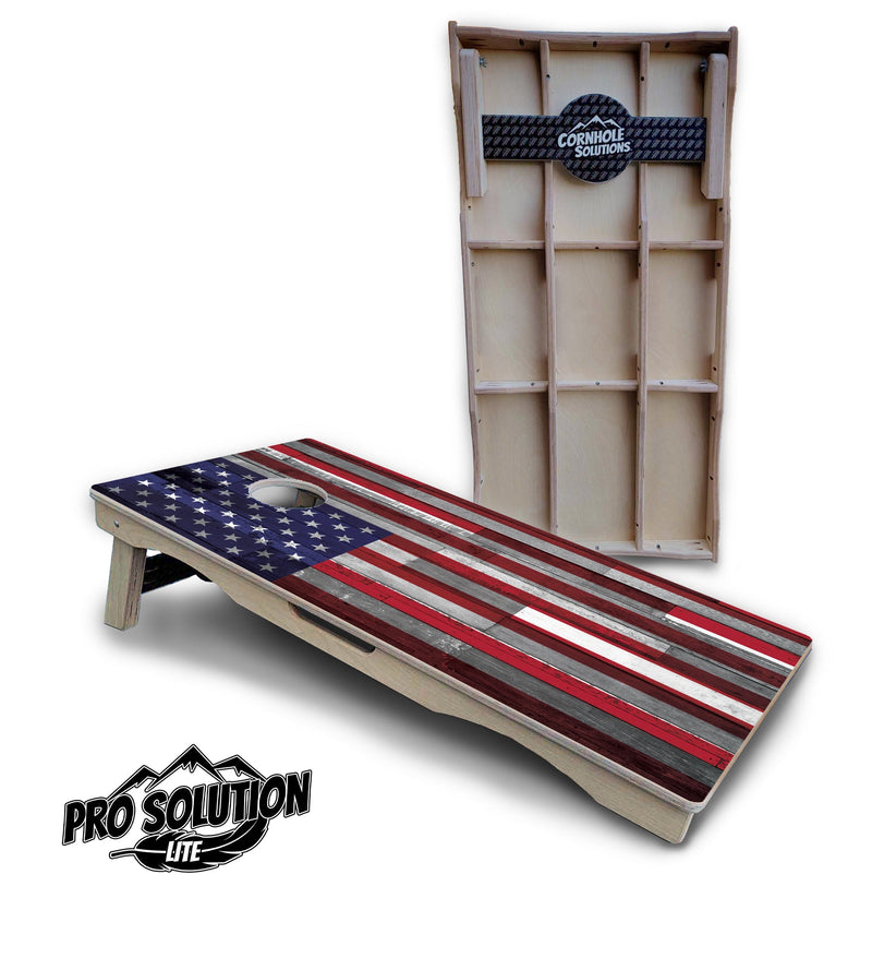 Pro Solution Elite - USA / Canada / Union Jack Plank Flag Options - Professional Tournament Cornhole Boards 3/4" Baltic Birch - Zero Bounce Zero Movement Vertical Interlocking Braces for Extra Weight & Stability +Double Thick Legs +Airmail Blocker