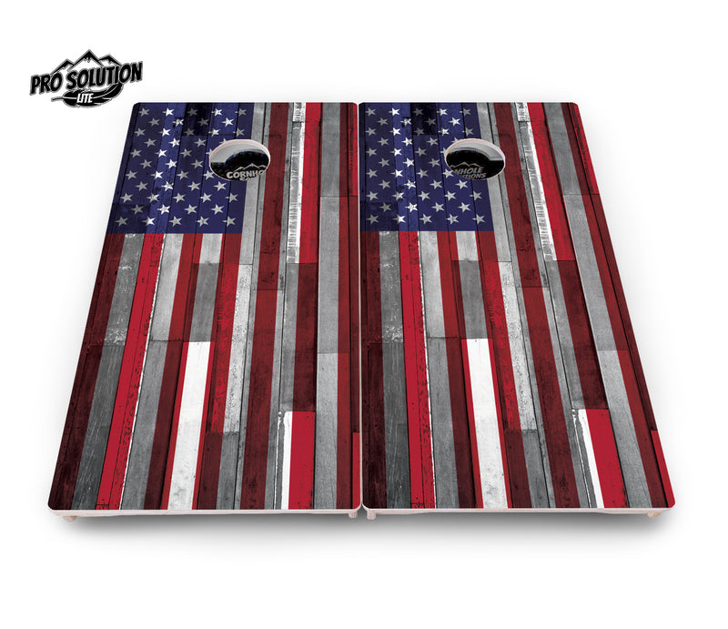 Pro Solution Lite - USA / Canada / Union Jack Plank Flag Options - Professional Tournament Cornhole Boards 3/4" Baltic Birch - Zero Bounce Zero Movement Vertical Interlocking Braces for Extra Weight & Stability +Double Thick Legs +Airmail Blocker