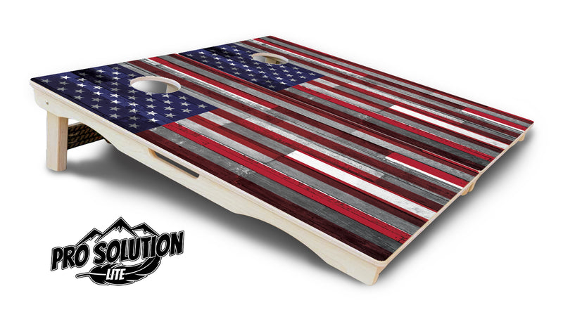 Pro Solution Lite - USA / Canada / Union Jack Plank Flag Options - Professional Tournament Cornhole Boards 3/4" Baltic Birch - Zero Bounce Zero Movement Vertical Interlocking Braces for Extra Weight & Stability +Double Thick Legs +Airmail Blocker