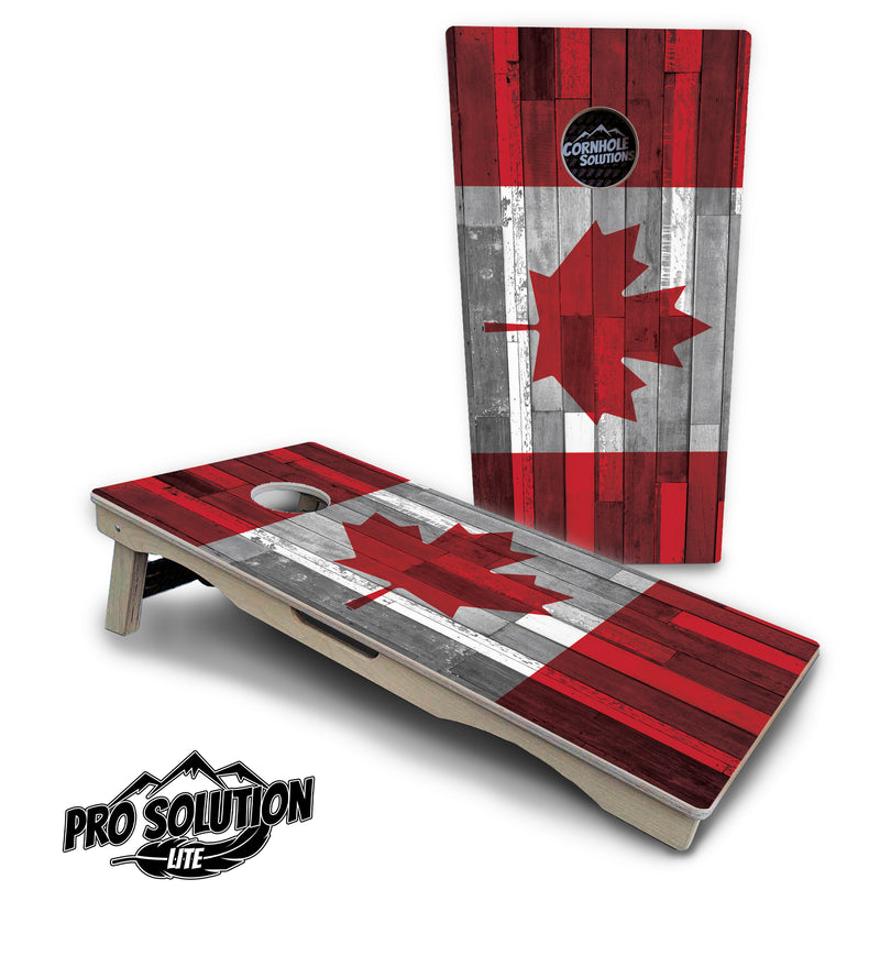 Pro Solution Lite - USA / Canada / Union Jack Plank Flag Options - Professional Tournament Cornhole Boards 3/4" Baltic Birch - Zero Bounce Zero Movement Vertical Interlocking Braces for Extra Weight & Stability +Double Thick Legs +Airmail Blocker