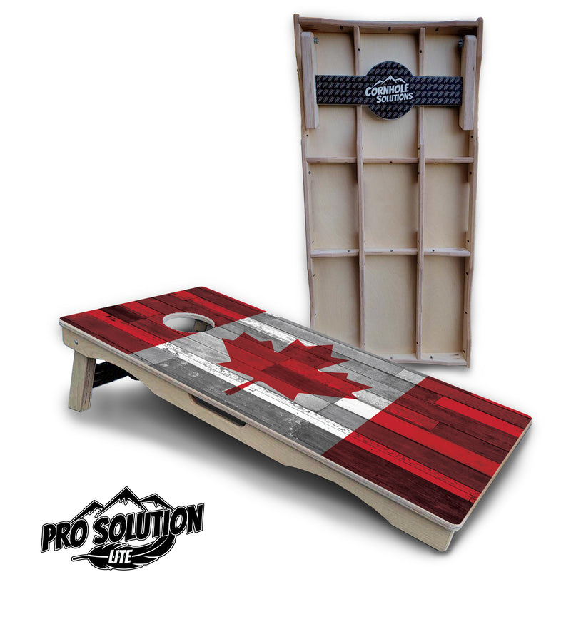 Pro Solution Lite - USA / Canada / Union Jack Plank Flag Options - Professional Tournament Cornhole Boards 3/4" Baltic Birch - Zero Bounce Zero Movement Vertical Interlocking Braces for Extra Weight & Stability +Double Thick Legs +Airmail Blocker