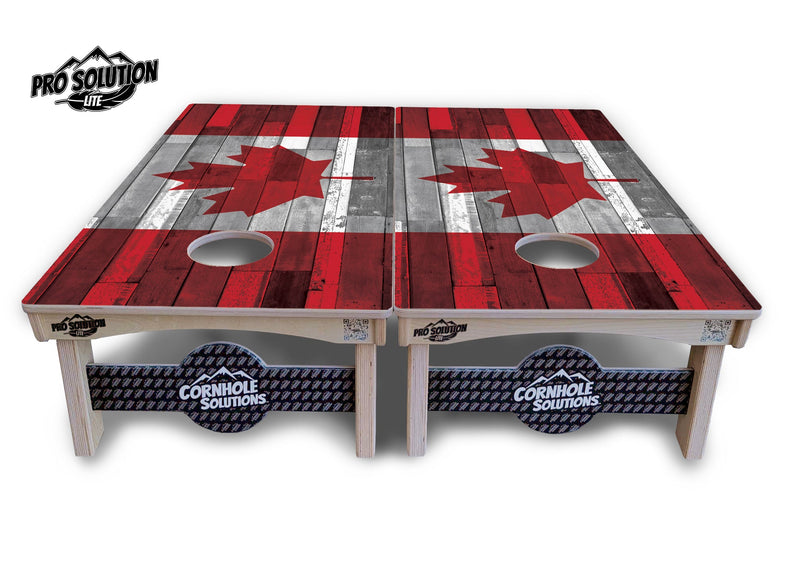 Pro Solution Elite - USA / Canada / Union Jack Plank Flag Options - Professional Tournament Cornhole Boards 3/4" Baltic Birch - Zero Bounce Zero Movement Vertical Interlocking Braces for Extra Weight & Stability +Double Thick Legs +Airmail Blocker