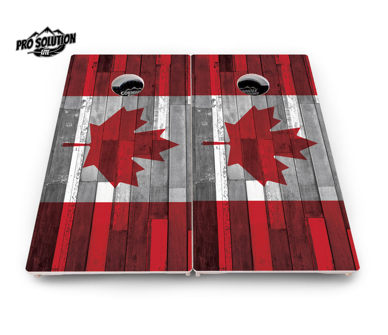 Pro Solution Lite - USA / Canada / Union Jack Plank Flag Options - Professional Tournament Cornhole Boards 3/4" Baltic Birch - Zero Bounce Zero Movement Vertical Interlocking Braces for Extra Weight & Stability +Double Thick Legs +Airmail Blocker