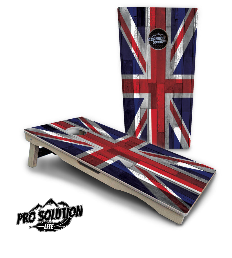 Pro Solution Lite - USA / Canada / Union Jack Plank Flag Options - Professional Tournament Cornhole Boards 3/4" Baltic Birch - Zero Bounce Zero Movement Vertical Interlocking Braces for Extra Weight & Stability +Double Thick Legs +Airmail Blocker