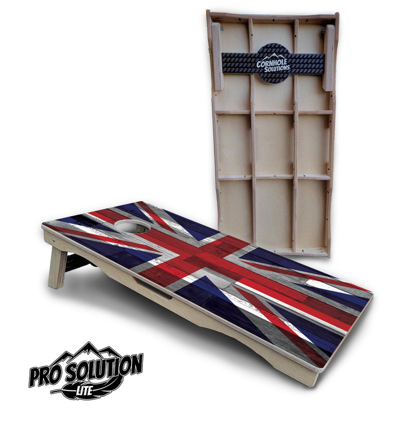 Pro Solution Lite - USA / Canada / Union Jack Plank Flag Options - Professional Tournament Cornhole Boards 3/4" Baltic Birch - Zero Bounce Zero Movement Vertical Interlocking Braces for Extra Weight & Stability +Double Thick Legs +Airmail Blocker