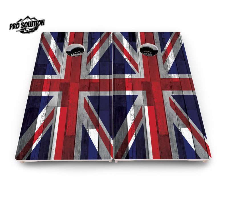 Pro Solution Lite - USA / Canada / Union Jack Plank Flag Options - Professional Tournament Cornhole Boards 3/4" Baltic Birch - Zero Bounce Zero Movement Vertical Interlocking Braces for Extra Weight & Stability +Double Thick Legs +Airmail Blocker