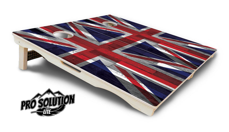 Pro Solution Elite - USA / Canada / Union Jack Plank Flag Options - Professional Tournament Cornhole Boards 3/4" Baltic Birch - Zero Bounce Zero Movement Vertical Interlocking Braces for Extra Weight & Stability +Double Thick Legs +Airmail Blocker