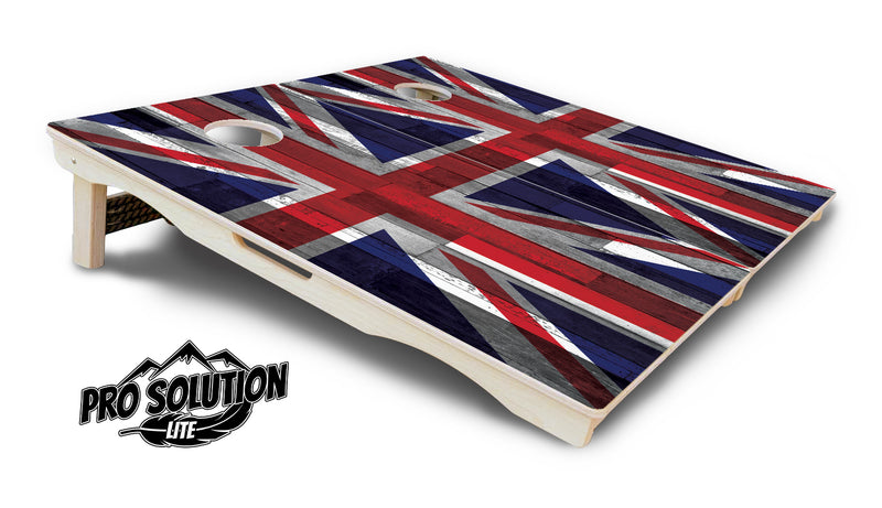 Pro Solution Lite - USA / Canada / Union Jack Plank Flag Options - Professional Tournament Cornhole Boards 3/4" Baltic Birch - Zero Bounce Zero Movement Vertical Interlocking Braces for Extra Weight & Stability +Double Thick Legs +Airmail Blocker