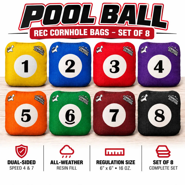 Pool Balls – Rec Cornhole Bags – Set of 8