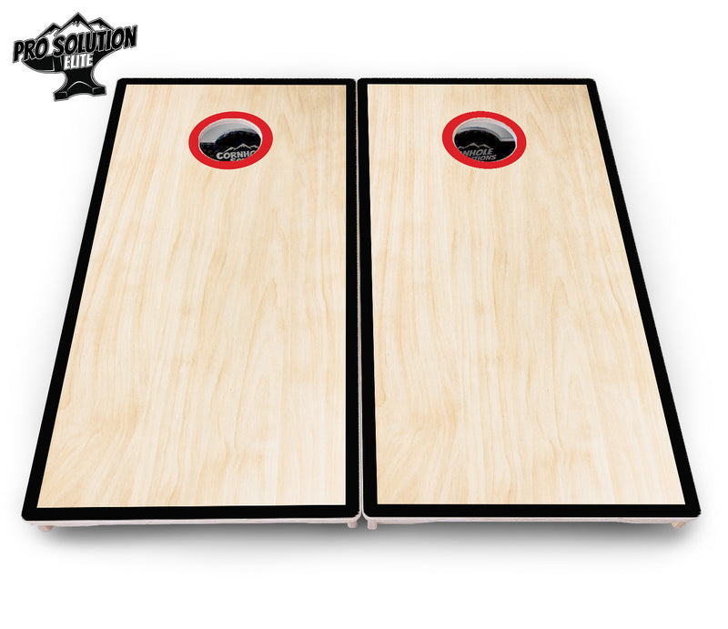 Pro Solution Elite - Red/Black Hole Ring Design Options - Professional Tournament Cornhole Boards 3/4" Baltic Birch - Zero Bounce Zero Movement Vertical Interlocking Braces for Extra Weight & Stability +Double Thick Legs +Airmail Blocker