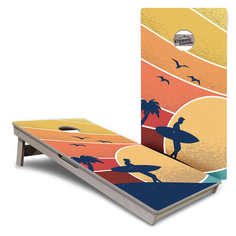 Tournament Boards - Retro Beach Design Options - Professional Tournament 2'x4' Regulation Cornhole Set - 3/4″ Baltic Birch - UV Direct Print + UV Clear Coat