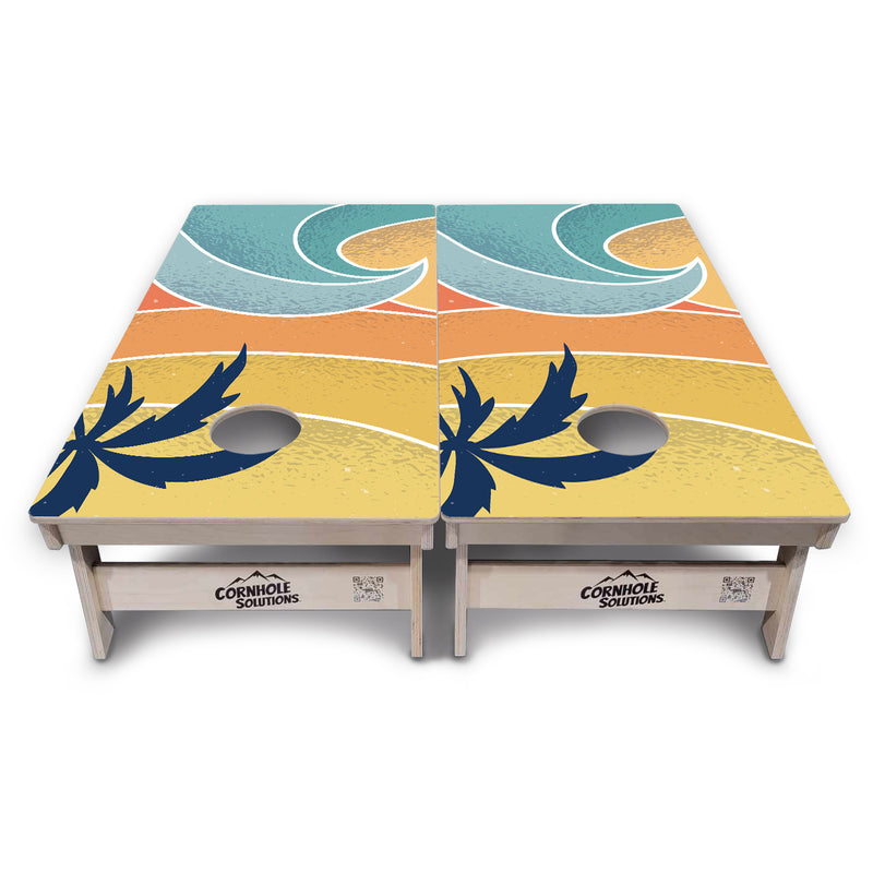 Tournament Boards - Retro Beach Design Options - Professional Tournament 2'x4' Regulation Cornhole Set - 3/4″ Baltic Birch - UV Direct Print + UV Clear Coat