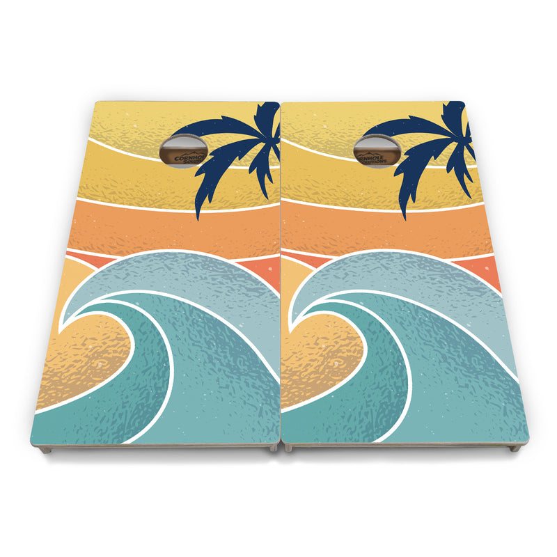 Tournament Boards - Retro Beach Design Options - Professional Tournament 2'x4' Regulation Cornhole Set - 3/4″ Baltic Birch - UV Direct Print + UV Clear Coat