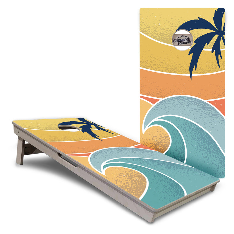 Tournament Boards - Retro Beach Design Options - Professional Tournament 2'x4' Regulation Cornhole Set - 3/4″ Baltic Birch - UV Direct Print + UV Clear Coat