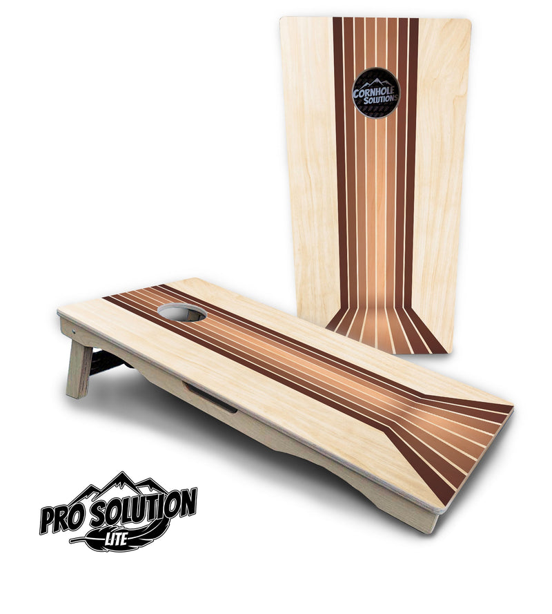 Pro Solution Elite - Retro Wood Lines - Professional Tournament Cornhole Boards 3/4" Baltic Birch - Zero Bounce Zero Movement Vertical Interlocking Braces for Extra Weight & Stability +Double Thick Legs +Airmail Blocker