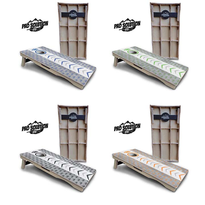 Pro Solution Elite - Runway Design - Professional Tournament Cornhole Boards 3/4" Baltic Birch - Zero Bounce Zero Movement Vertical Interlocking Braces for Extra Weight & Stability +Double Thick Legs +Airmail Blocker