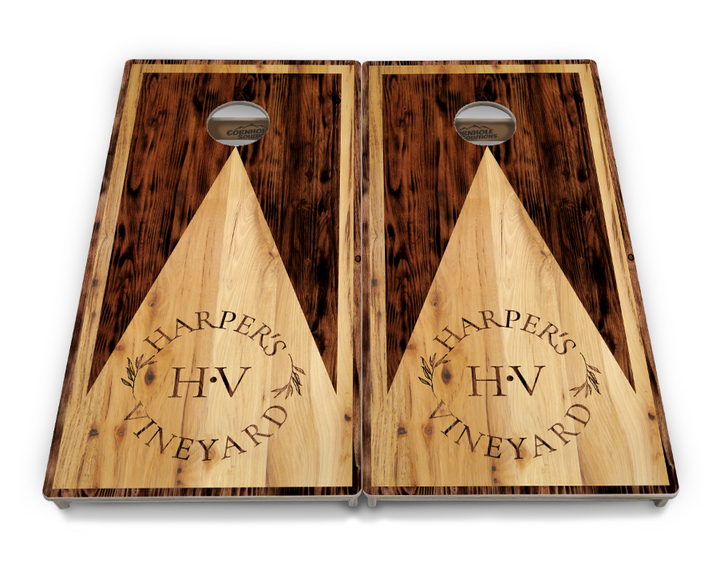 Complete Tournament Cornhole Bundle - Boards, Custom Bags & Carrying Case - Custom Wood Triangle Logo