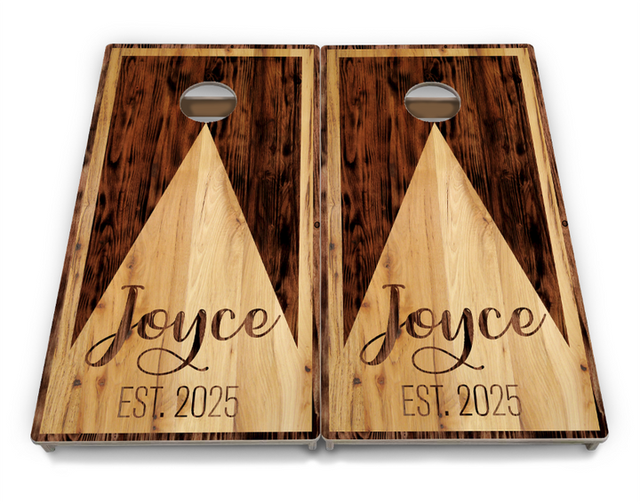 Complete Tournament Cornhole Bundle - Boards, Custom Bags & Carrying Case - Custom Wood Triangle Logo
