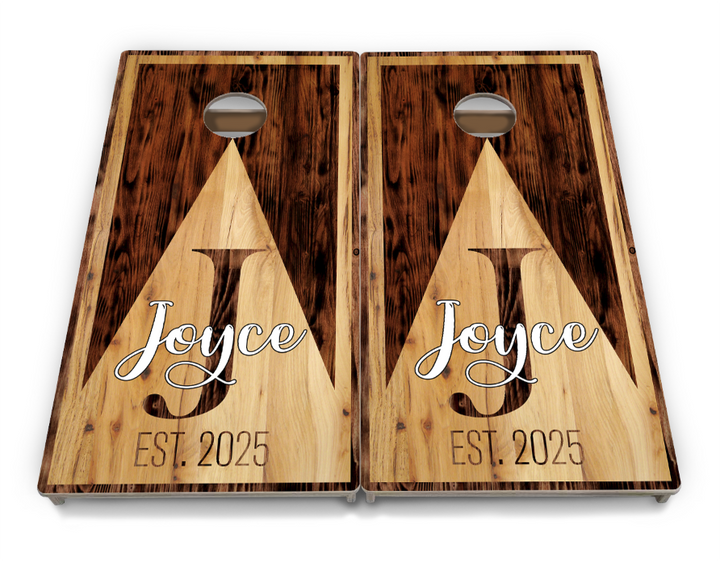 Complete Tournament Cornhole Bundle - Boards, Custom Bags & Carrying Case - Custom Wood Triangle Logo