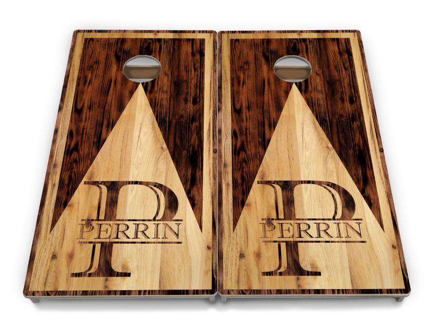 Complete Tournament Cornhole Bundle - Boards, Custom Bags & Carrying Case - Custom Wood Triangle Logo