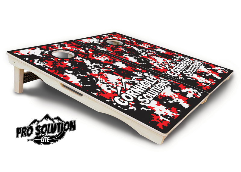 Pro Solution Elite - Digital Camo - Professional Tournament Cornhole Boards 3/4" Baltic Birch - Zero Bounce Zero Movement Vertical Interlocking Braces for Extra Weight & Stability +Double Thick Legs +Airmail Blocker