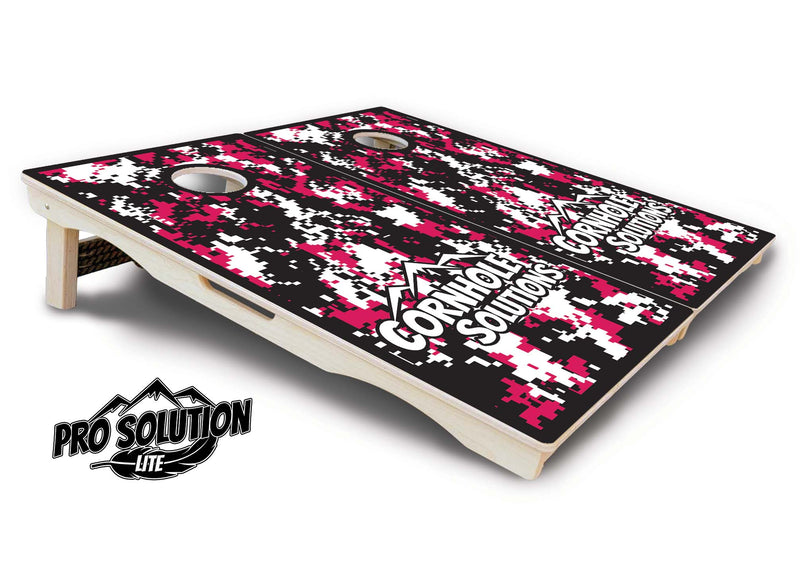 Pro Solution Lite - Digital Camo - Professional Tournament Cornhole Boards 3/4" Baltic Birch - Zero Bounce Zero Movement Vertical Interlocking Braces for Extra Weight & Stability +Double Thick Legs +Airmail Blocker