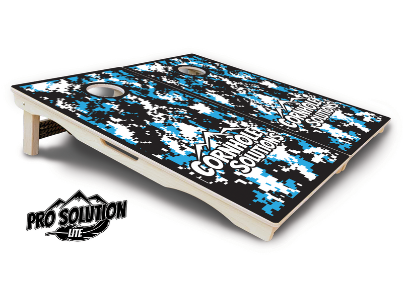 Pro Solution Lite - Digital Camo - Professional Tournament Cornhole Boards 3/4" Baltic Birch - Zero Bounce Zero Movement Vertical Interlocking Braces for Extra Weight & Stability +Double Thick Legs +Airmail Blocker