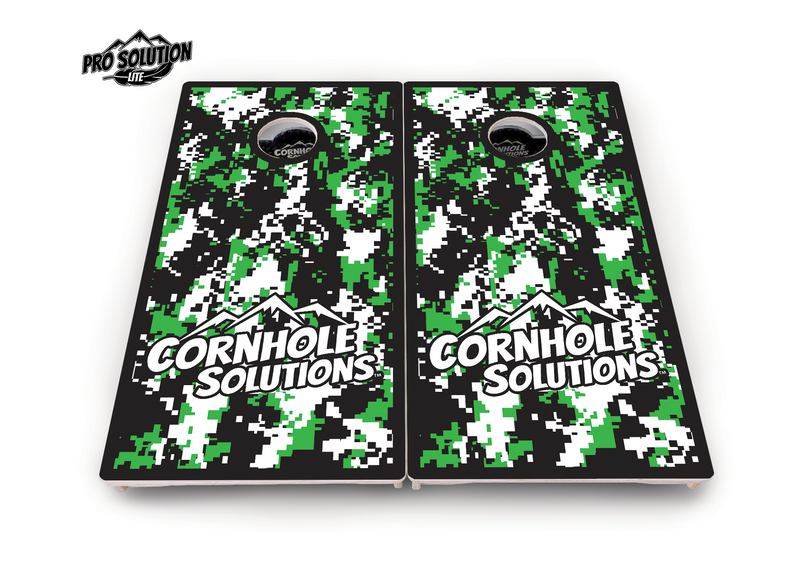 Pro Solution Lite - Digital Camo - Professional Tournament Cornhole Boards 3/4" Baltic Birch - Zero Bounce Zero Movement Vertical Interlocking Braces for Extra Weight & Stability +Double Thick Legs +Airmail Blocker