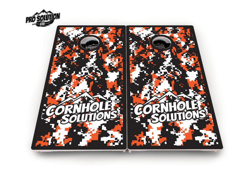 Pro Solution Lite - Digital Camo - Professional Tournament Cornhole Boards 3/4" Baltic Birch - Zero Bounce Zero Movement Vertical Interlocking Braces for Extra Weight & Stability +Double Thick Legs +Airmail Blocker