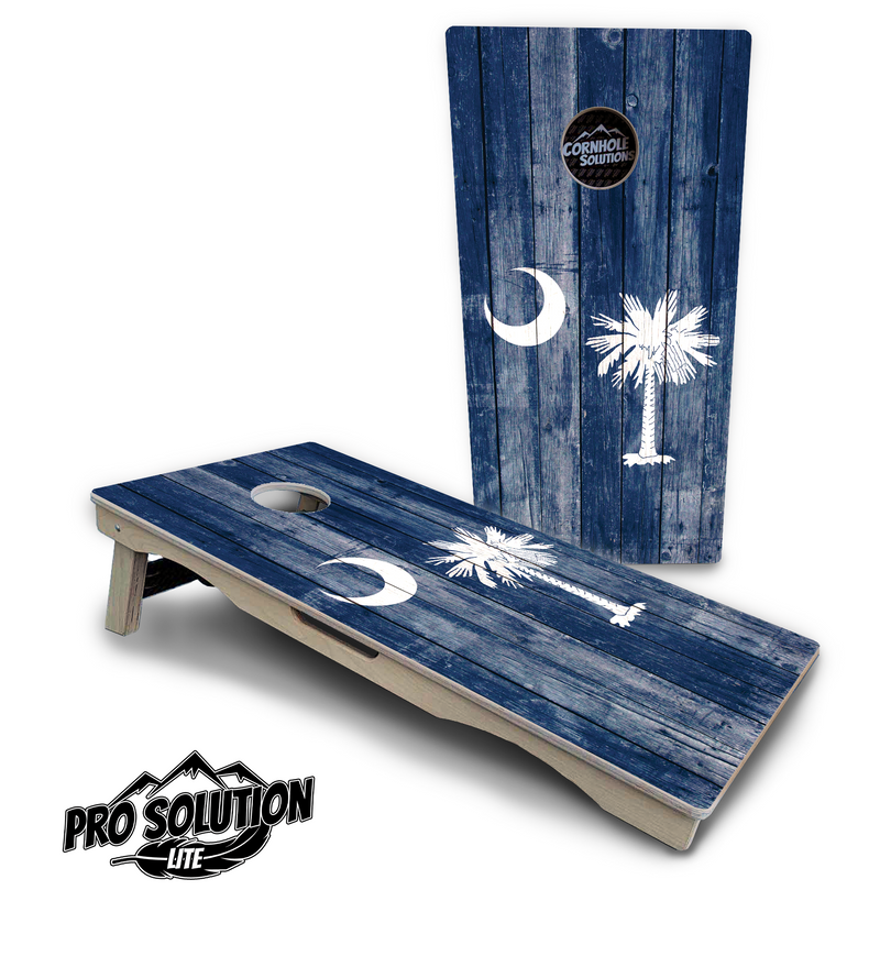 Pro Solution Lite - South Carolina Flag - Professional Tournament Cornhole Boards 3/4" Baltic Birch - Zero Bounce Zero Movement Vertical Interlocking Braces for Extra Weight & Stability +Double Thick Legs +Airmail Blocker