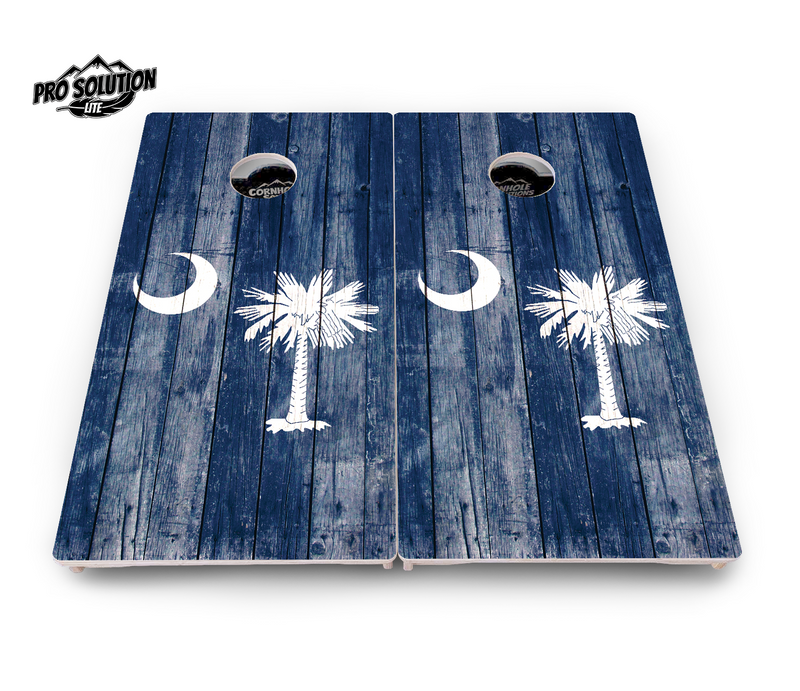 Pro Solution Lite - South Carolina Flag - Professional Tournament Cornhole Boards 3/4" Baltic Birch - Zero Bounce Zero Movement Vertical Interlocking Braces for Extra Weight & Stability +Double Thick Legs +Airmail Blocker