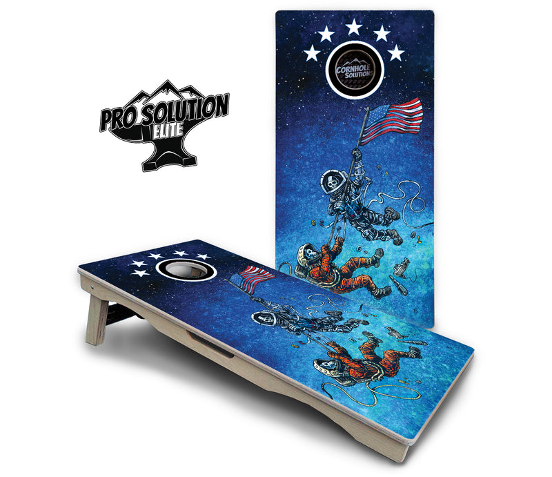 Pro Solution Elite - Artist Series Design Options - Professional Tournament Cornhole Boards 3/4" Baltic Birch - Zero Bounce Zero Movement Vertical Interlocking Braces for Extra Weight & Stability +Double Thick Legs +Airmail Blocker