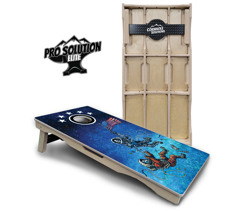 Pro Solution Elite - Artist Series Design Options - Professional Tournament Cornhole Boards 3/4" Baltic Birch - Zero Bounce Zero Movement Vertical Interlocking Braces for Extra Weight & Stability +Double Thick Legs +Airmail Blocker