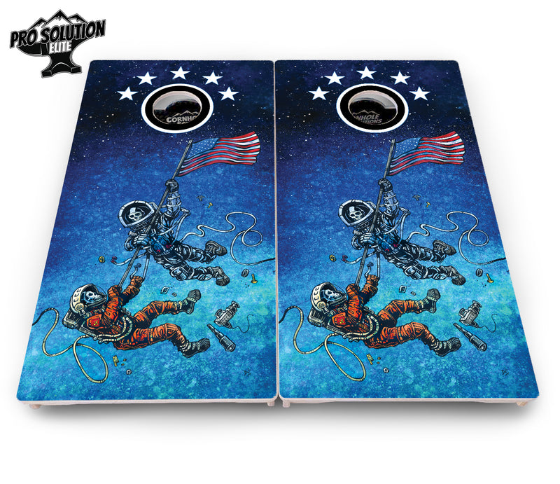 Pro Solution Elite - Artist Series Design Options - Professional Tournament Cornhole Boards 3/4" Baltic Birch - Zero Bounce Zero Movement Vertical Interlocking Braces for Extra Weight & Stability +Double Thick Legs +Airmail Blocker