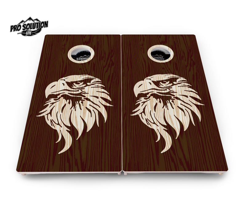 Pro Solution Lite - Stained Flag & Eagle Design Options - Professional Tournament Cornhole Boards 3/4" Baltic Birch - Zero Bounce Zero Movement Vertical Interlocking Braces for Extra Weight & Stability +Double Thick Legs +Airmail Blocker