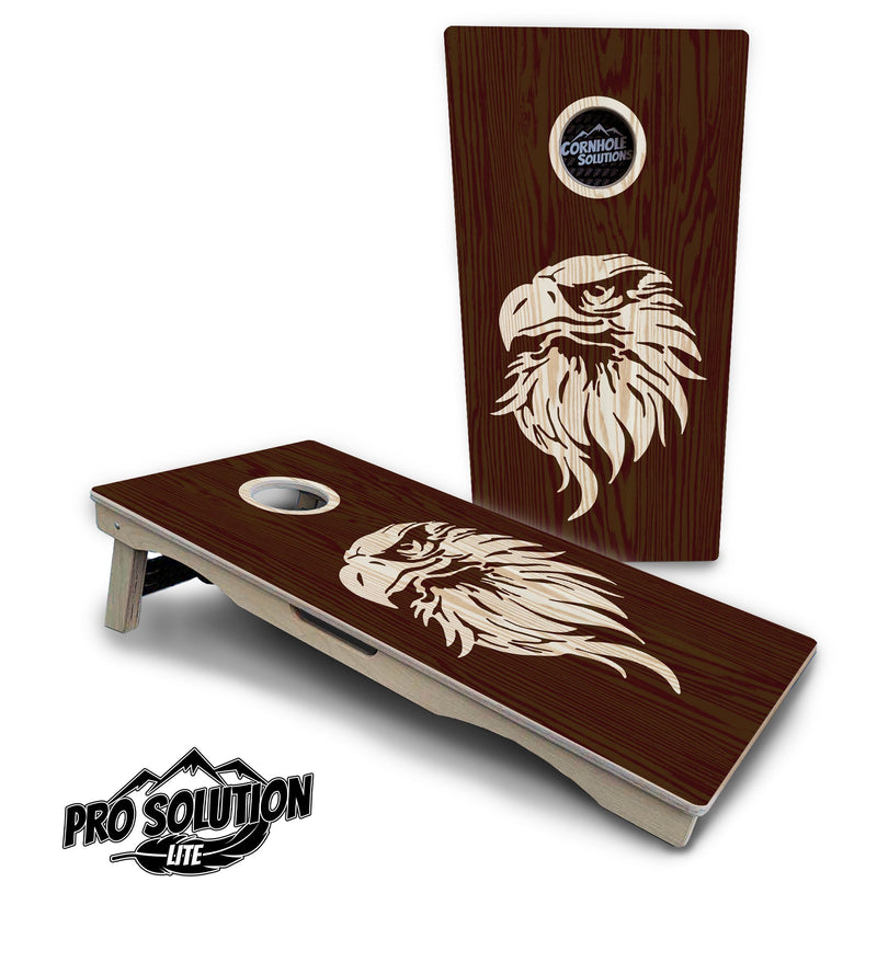 Pro Solution Elite - Stained Flag & Eagle Design Options - Professional Tournament Cornhole Boards 3/4" Baltic Birch - Zero Bounce Zero Movement Vertical Interlocking Braces for Extra Weight & Stability +Double Thick Legs +Airmail Blocker