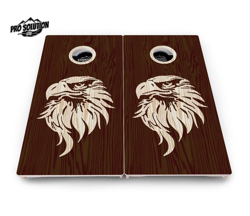 Pro Solution Elite - Stained Flag & Eagle Design Options - Professional Tournament Cornhole Boards 3/4" Baltic Birch - Zero Bounce Zero Movement Vertical Interlocking Braces for Extra Weight & Stability +Double Thick Legs +Airmail Blocker